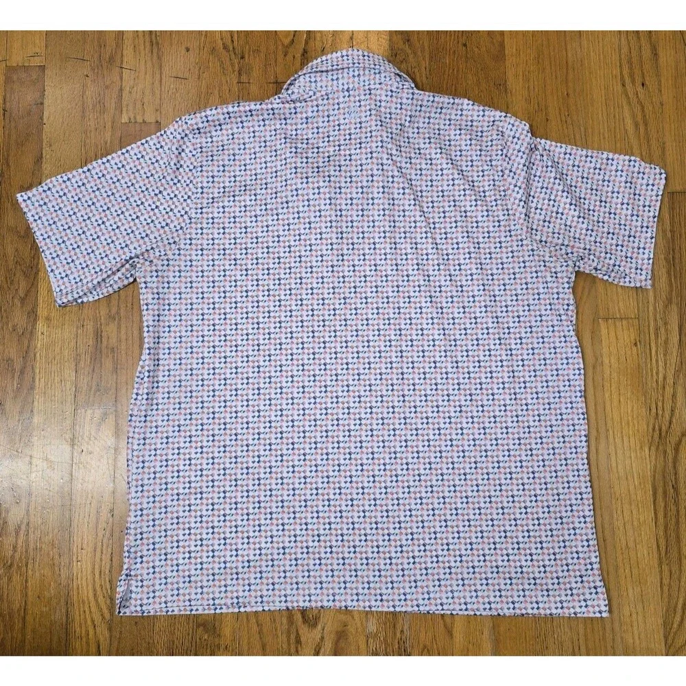 Johnston & Murphy Polo Shirt Mens XLarge XC4 Pastel Geometric Performance Golf